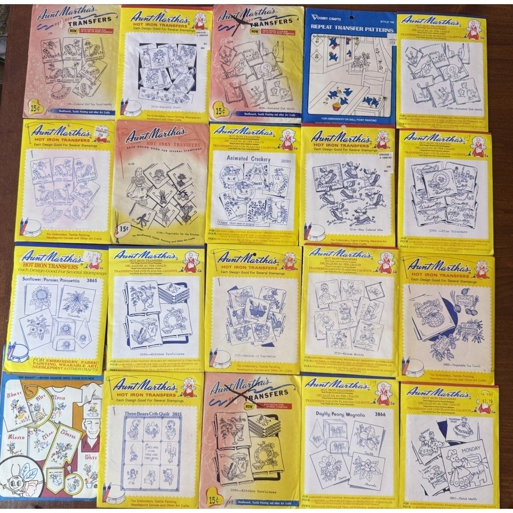 Vintage Embroidery Hot Iron Transfer Pattern Lot Vogart Aunt Martha's Towels